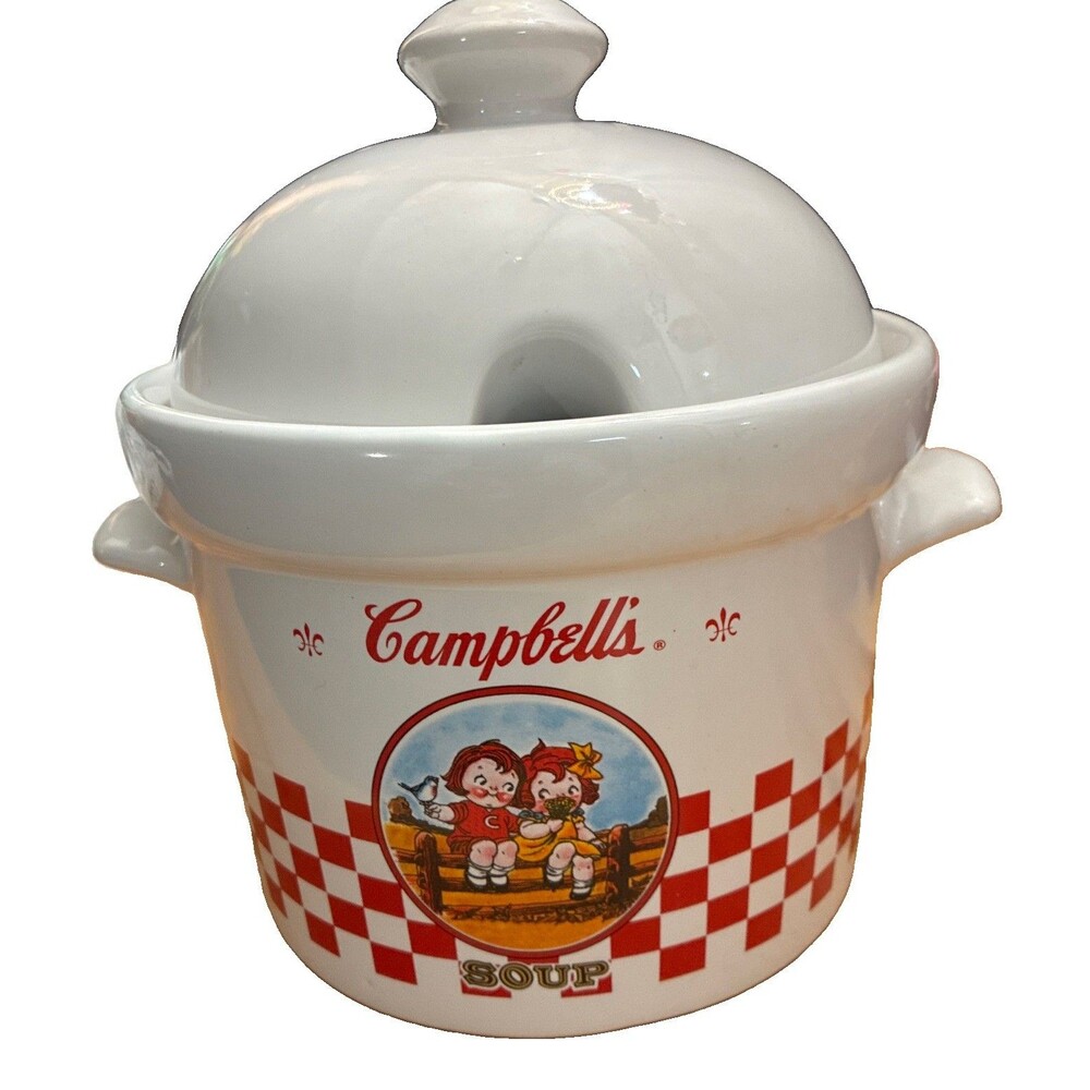 Vintage 2000 Campbell's Soup Crock Tureen with Lid 8x5